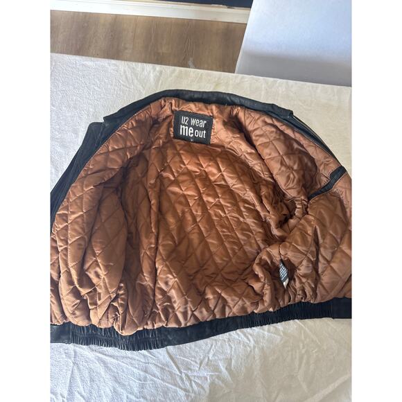 U2 Wear Me Out Genuine Leather Jacket Black Bomber Made in Korea Size S - Picture 5 of 10